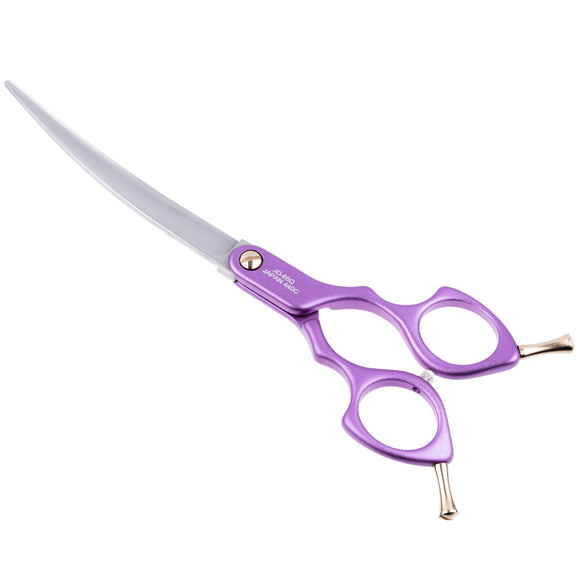 Jargem Asian Style Light Curved Scissors 6.5" – Ultra-Light Red Blades for Precision Styling