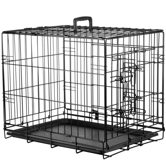 Flamingo Keo Black Metal Dog Cage – Sturdy Compact Design, Size Small 43x63x49cm
