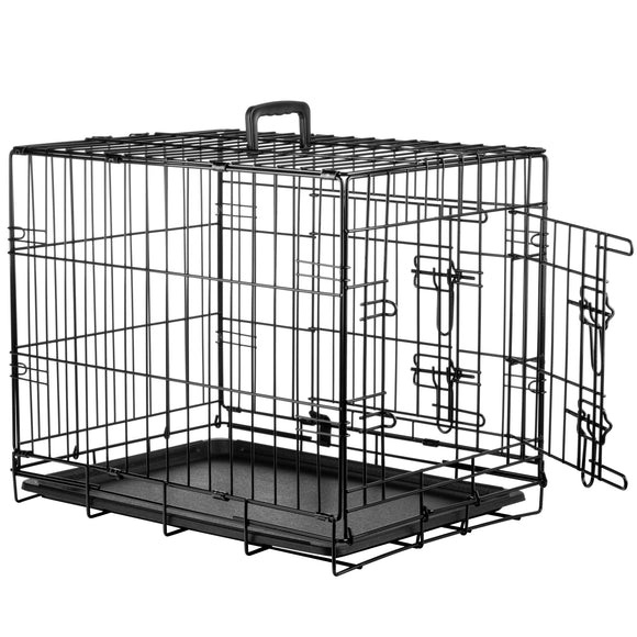 Flamingo Keo Black Metal Dog Cage – Sturdy Compact Design, Size Small 43x63x49cm