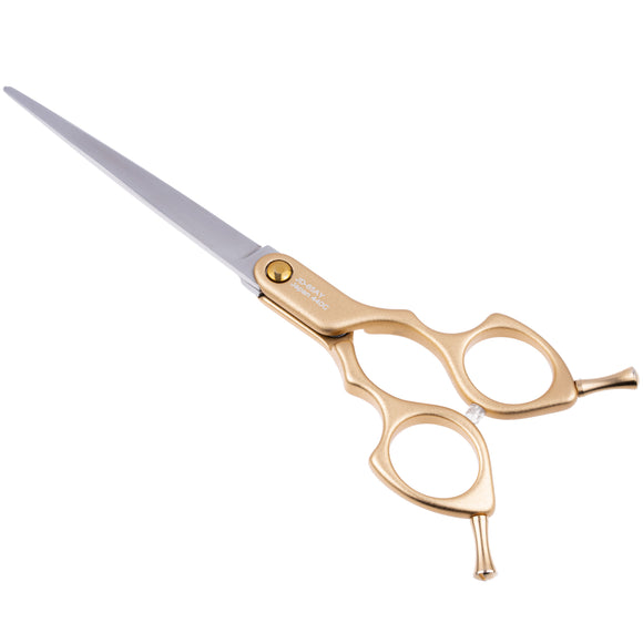 Jargem Asian Style Light Straight Scissors 6.5" – Ultra-Light Red Grooming Shears for Precision Cuts