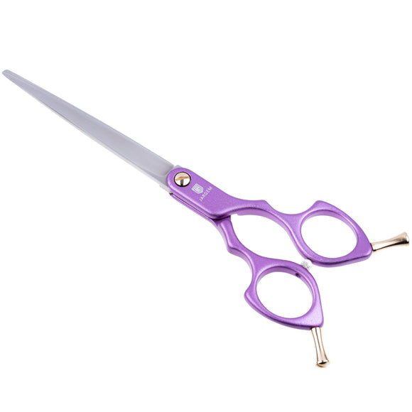 Jargem Asian Style Light Straight Scissors 6.5" – Ultra-Light Red Grooming Shears for Precision Cuts