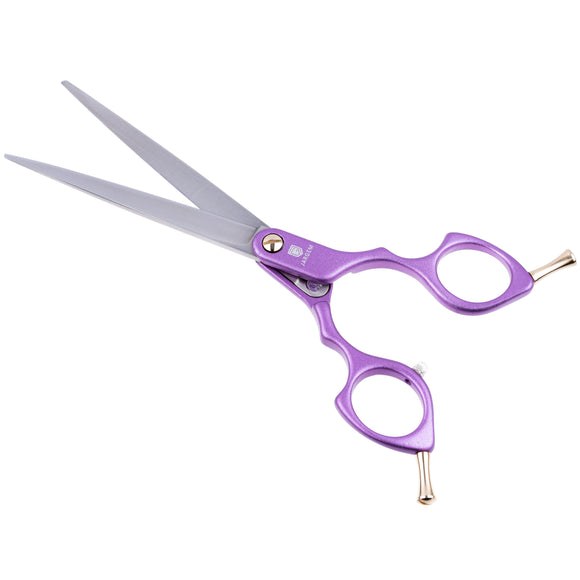 Jargem Asian Style Light Straight Scissors 6.5" – Ultra-Light Red Grooming Shears for Precision Cuts