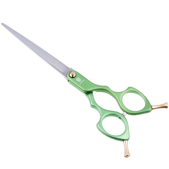 Jargem Asian Style Light Straight Scissors 6.5" – Ultra-Light Red Grooming Shears for Precision Cuts