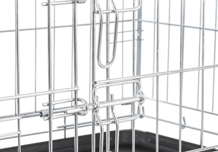 Flamingo Keo Silver Metal Dog Cage – Sturdy Small Crate with Secure Latch, 43x63x49cm