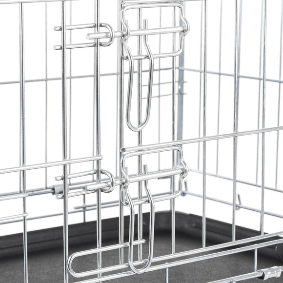 Flamingo Keo Silver Metal Dog Cage – Sturdy Small Crate with Secure Latch, 43x63x49cm