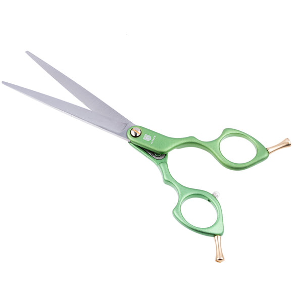 Jargem Asian Style Light Straight Scissors 6.5" – Ultra-Light Red Grooming Shears for Precision Cuts