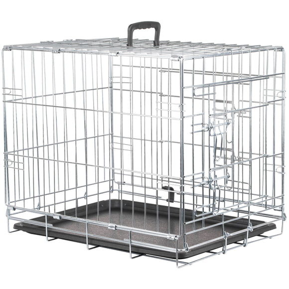 Flamingo Keo Silver Metal Dog Cage – Sturdy Small Crate with Secure Latch, 43x63x49cm
