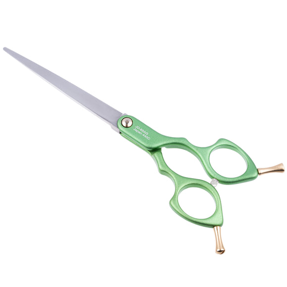 Jargem Asian Style Light Straight Scissors 6.5" – Ultra-Light Red Grooming Shears for Precision Cuts