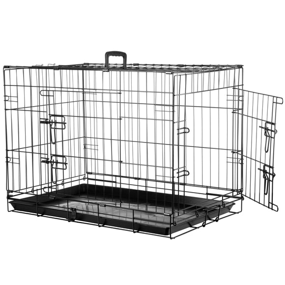 Flamingo Mezo Black Metal Dog Cage – Medium Size, Sturdy and Secure Design