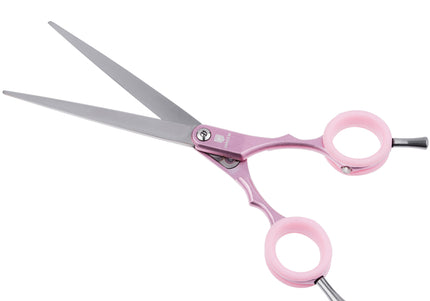 Jargem Asian Style Light Straight Scissors 6.5" – Ultra-Light, Colored Rings, Purple Finish