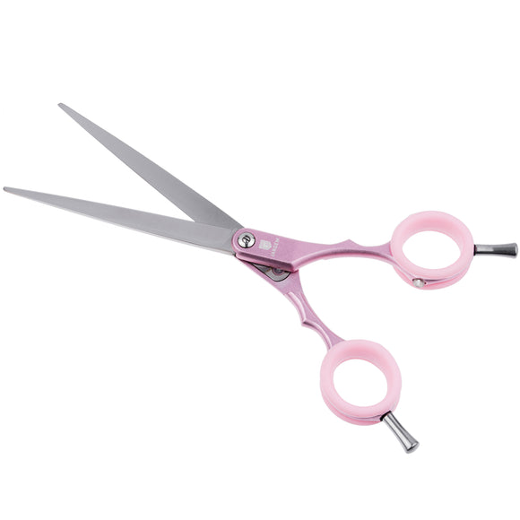 Jargem Asian Style Light Straight Scissors 6.5" – Ultra-Light, Colored Rings, Purple Finish
