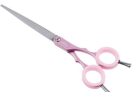 Jargem Asian Style Light Straight Scissors 6.5" – Ultra-Light, Colored Rings, Purple Finish