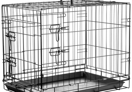 Flamingo Mezo Black Metal Dog Cage – Sturdy Small Crate, 43x61x50cm, Secure Design