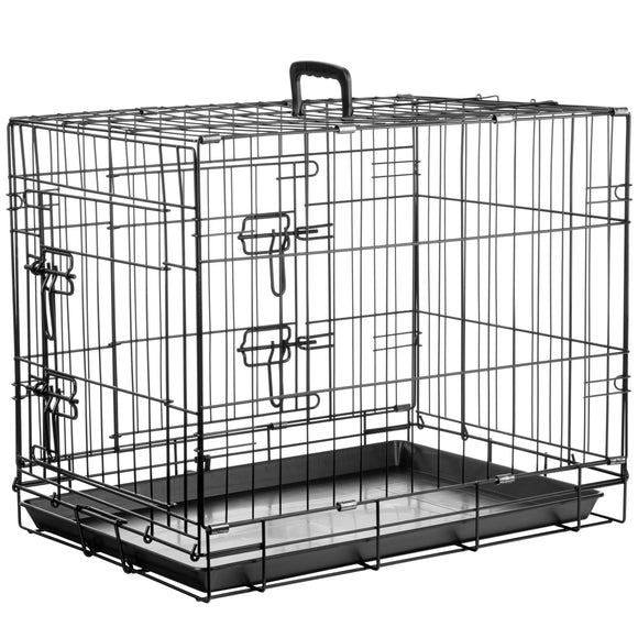 Flamingo Mezo Black Metal Dog Cage – Sturdy Small Crate, 43x61x50cm, Secure Design