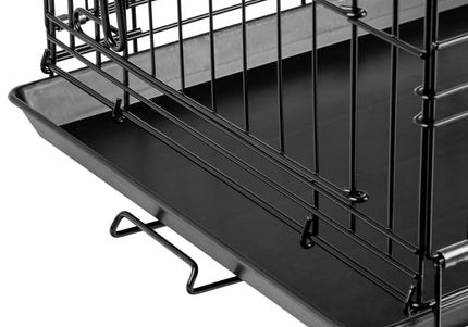 Flamingo Mezo Black Metal Dog Cage – Sturdy Small Crate, 43x61x50cm, Secure Design