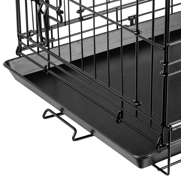 Flamingo Mezo Black Metal Dog Cage – Sturdy Small Crate, 43x61x50cm, Secure Design