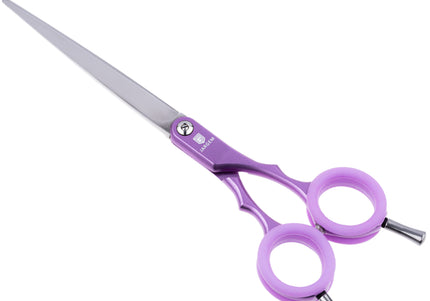 Jargem Asian Style Light Straight Scissors 6.5" – Ultra-Light, Colored Rings, Purple Finish
