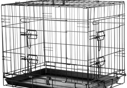 Flamingo Mezo Black Metal Dog Cage – Sturdy Small Crate, 43x61x50cm, Secure Design