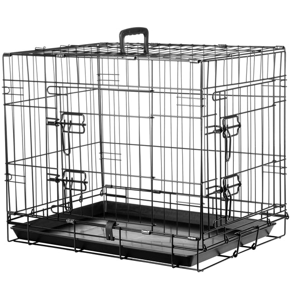 Flamingo Mezo Black Metal Dog Cage – Sturdy Small Crate, 43x61x50cm, Secure Design