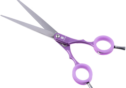 Jargem Asian Style Light Straight Scissors 6.5" – Ultra-Light, Colored Rings, Purple Finish