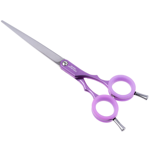 Jargem Asian Style Light Straight Scissors 6.5" – Ultra-Light, Colored Rings, Purple Finish