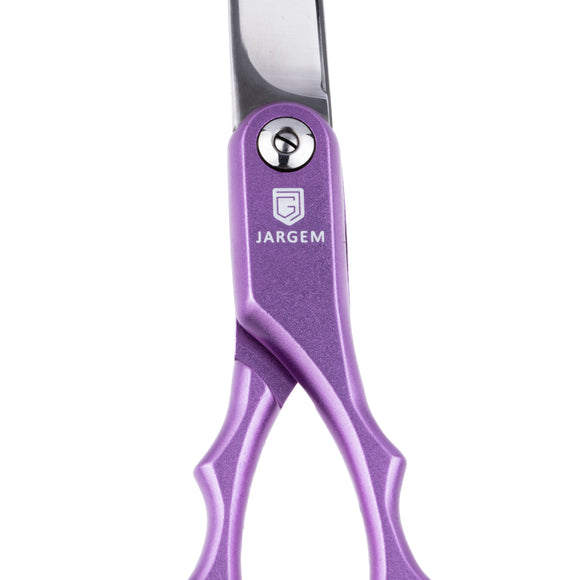 Jargem Asian Style Light Straight Scissors 6.5" – Ultra-Light, Colored Rings, Purple Finish