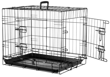 Flamingo Mezo Black Metal Dog Cage – Sturdy Small Crate, 43x61x50cm, Secure Design