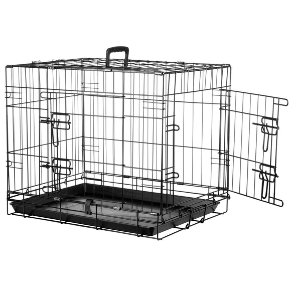 Flamingo Mezo Black Metal Dog Cage – Sturdy Small Crate, 43x61x50cm, Secure Design