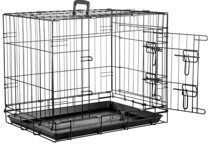 Flamingo Mezo Black Metal Dog Cage – Sturdy Small Crate, 43x61x50cm, Secure Design