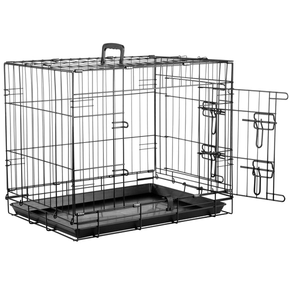 Flamingo Mezo Black Metal Dog Cage – Sturdy Small Crate, 43x61x50cm, Secure Design