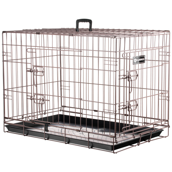 Flamingo Ebo Taupe Metal Dog Cage – Medium Size, Durable Secure Design 47x77x55cm