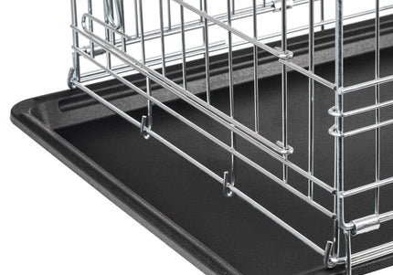 Flamingo Keo Silver Metal Dog Cage Medium – Secure Durable Crate, 47x77x54cm