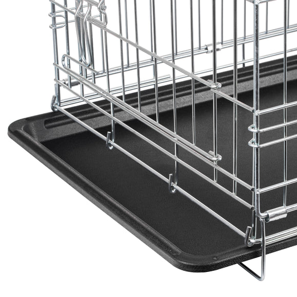 Flamingo Keo Silver Metal Dog Cage Medium – Secure Durable Crate, 47x77x54cm