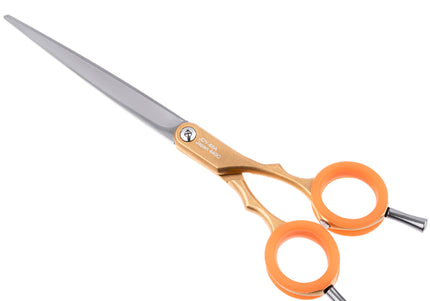 Jargem Asian Style Light Straight Scissors 6.5" – Ultra-Light, Colored Rings, Purple Finish