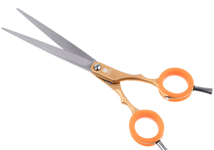 Jargem Asian Style Light Straight Scissors 6.5" – Ultra-Light, Colored Rings, Purple Finish
