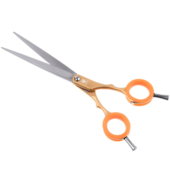 Jargem Asian Style Light Straight Scissors 6.5" – Ultra-Light, Colored Rings, Purple Finish