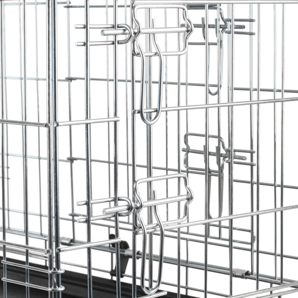 Flamingo Keo Silver Metal Dog Cage Medium – Secure Durable Crate, 47x77x54cm