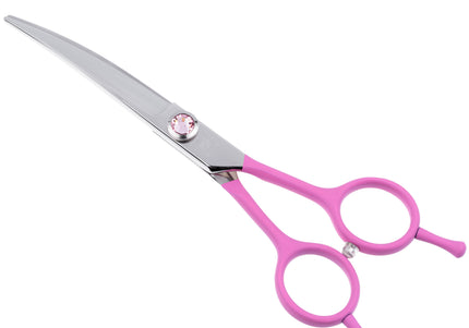 Jargem Pink Curved Grooming Scissors 6 Inch – Decorative Screw, Precision Cutting