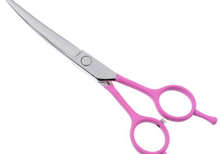 Jargem Pink Curved Grooming Scissors 6 Inch – Decorative Screw, Precision Cutting