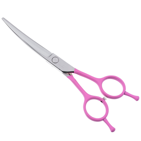 Jargem Pink Curved Grooming Scissors 6 Inch – Decorative Screw, Precision Cutting
