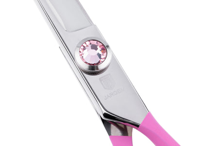 Jargem Pink Curved Grooming Scissors 6 Inch – Decorative Screw, Precision Cutting