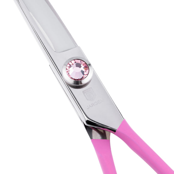 Jargem Pink Curved Grooming Scissors 6 Inch – Decorative Screw, Precision Cutting