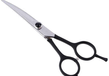 Jargem Black Curved Grooming Scissors 5.5in – Precision Blade with Decorative Screw
