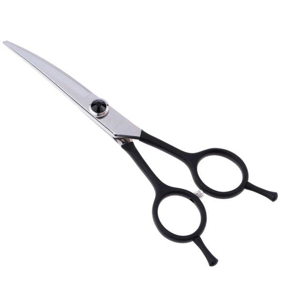 Jargem Black Curved Grooming Scissors 5.5in – Precision Blade with Decorative Screw