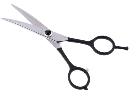 Jargem Black Curved Grooming Scissors 5.5in – Precision Blade with Decorative Screw