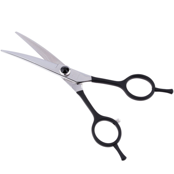 Jargem Black Curved Grooming Scissors 5.5in – Precision Blade with Decorative Screw