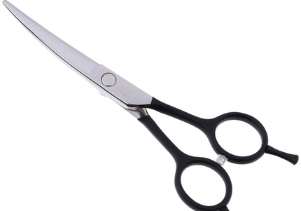 Jargem Black Curved Grooming Scissors 5.5in – Precision Blade with Decorative Screw