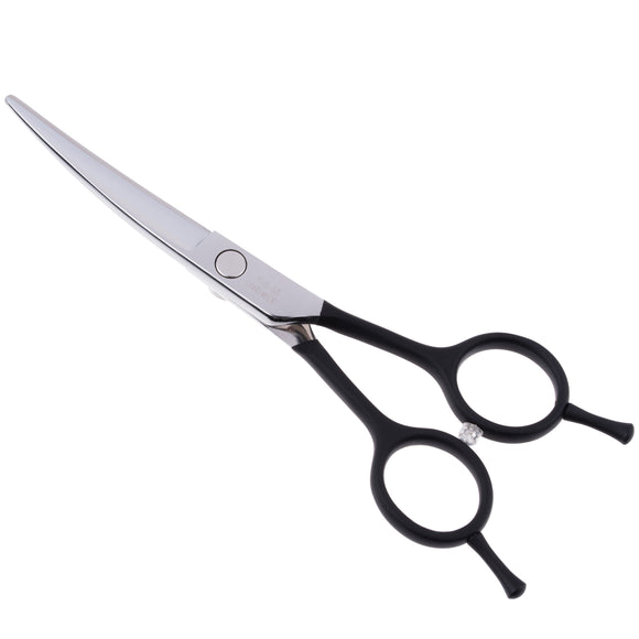 Jargem Black Curved Grooming Scissors 5.5in – Precision Blade with Decorative Screw