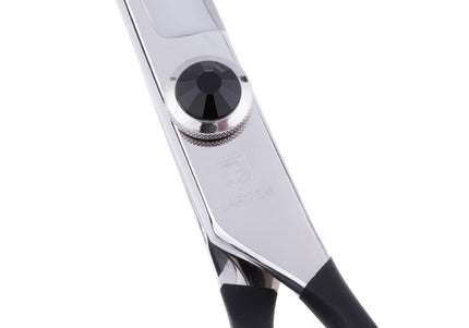 Jargem Black Curved Grooming Scissors 5.5in – Precision Blade with Decorative Screw