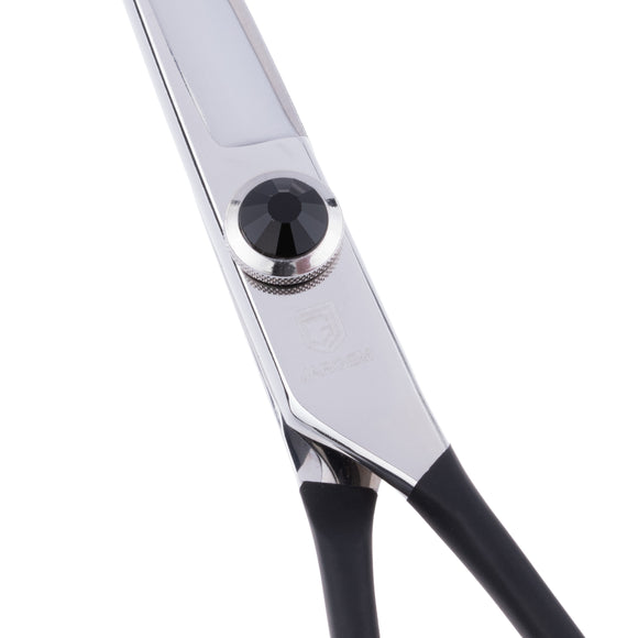 Jargem Black Curved Grooming Scissors 5.5in – Precision Blade with Decorative Screw
